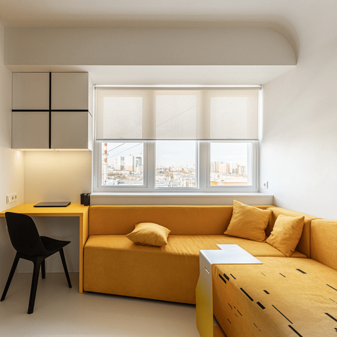 Прозрачные бежевые рулонные шторы