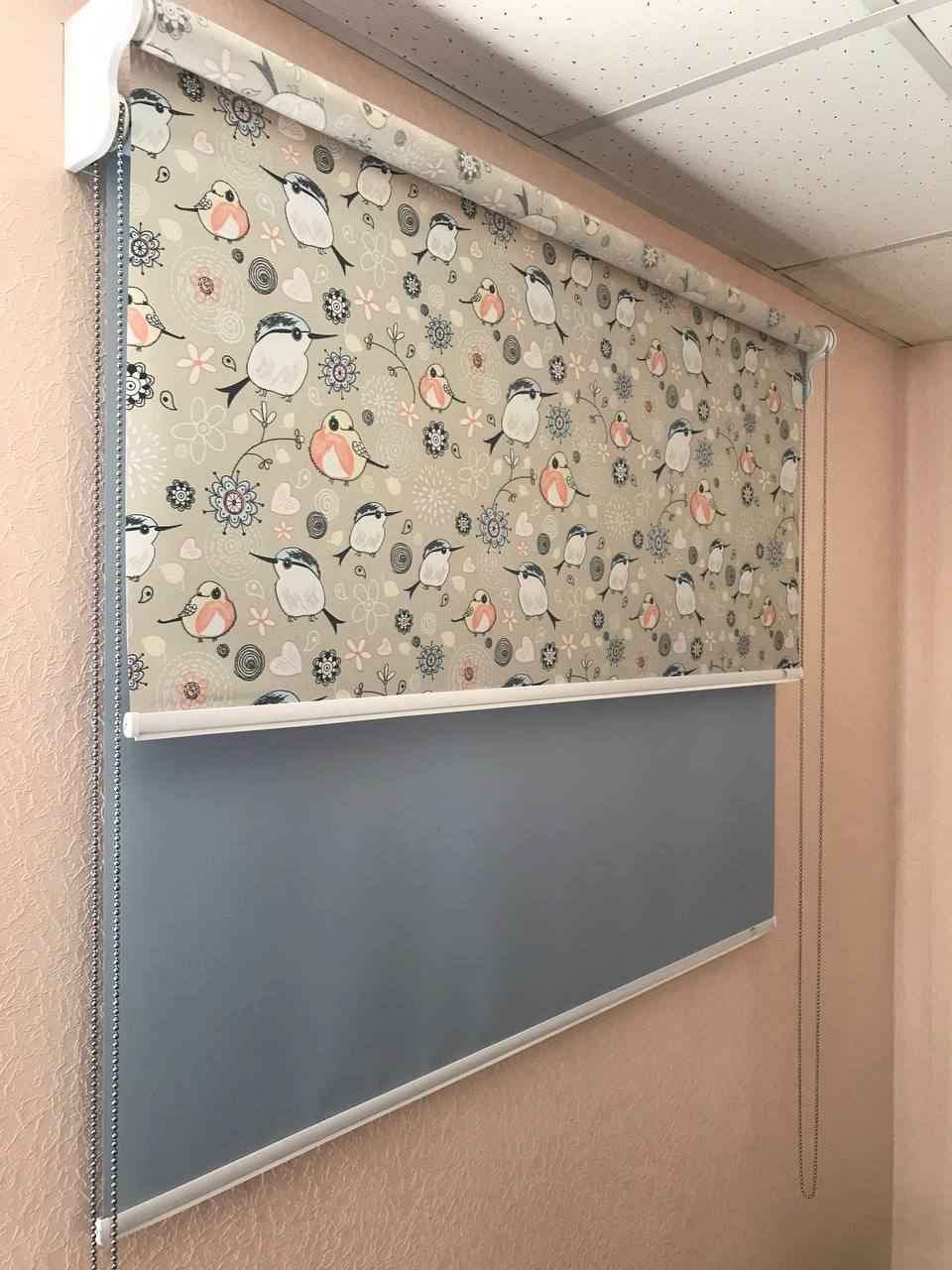 Рулонные шторы с рисунком птички